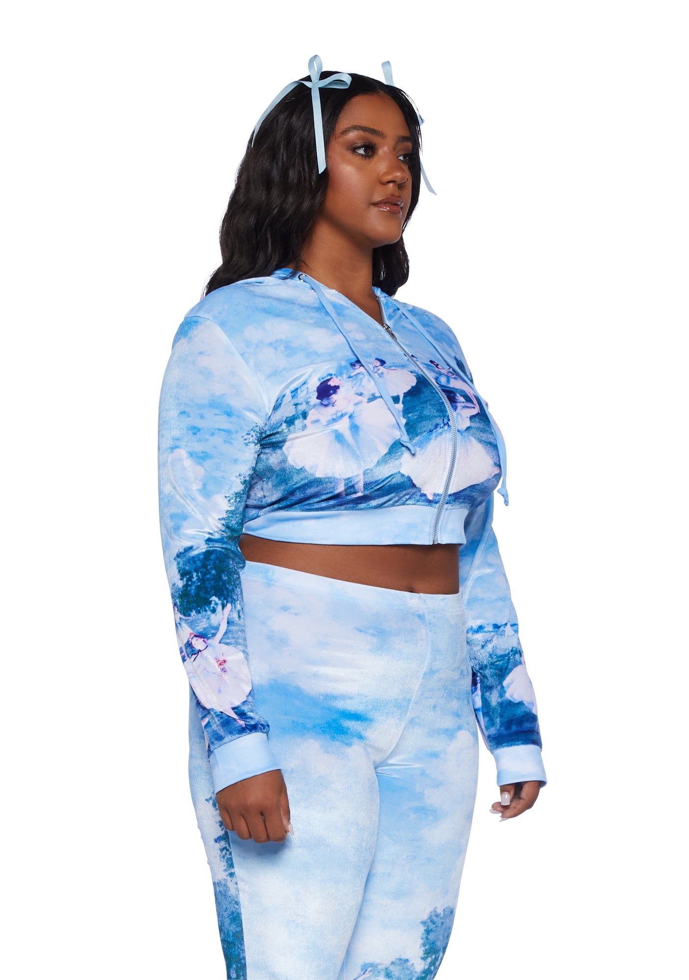 Size Sugar Ballet Graphic Cropped Hoodie Blue – Dolls Kill