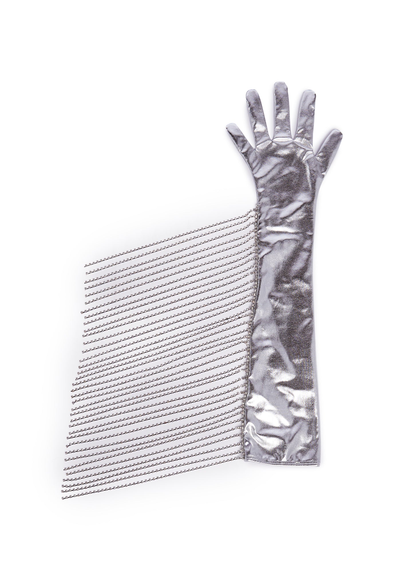 Club Exx Rhinestone Fringe Metallic Gloves - Silver – Dolls Kill