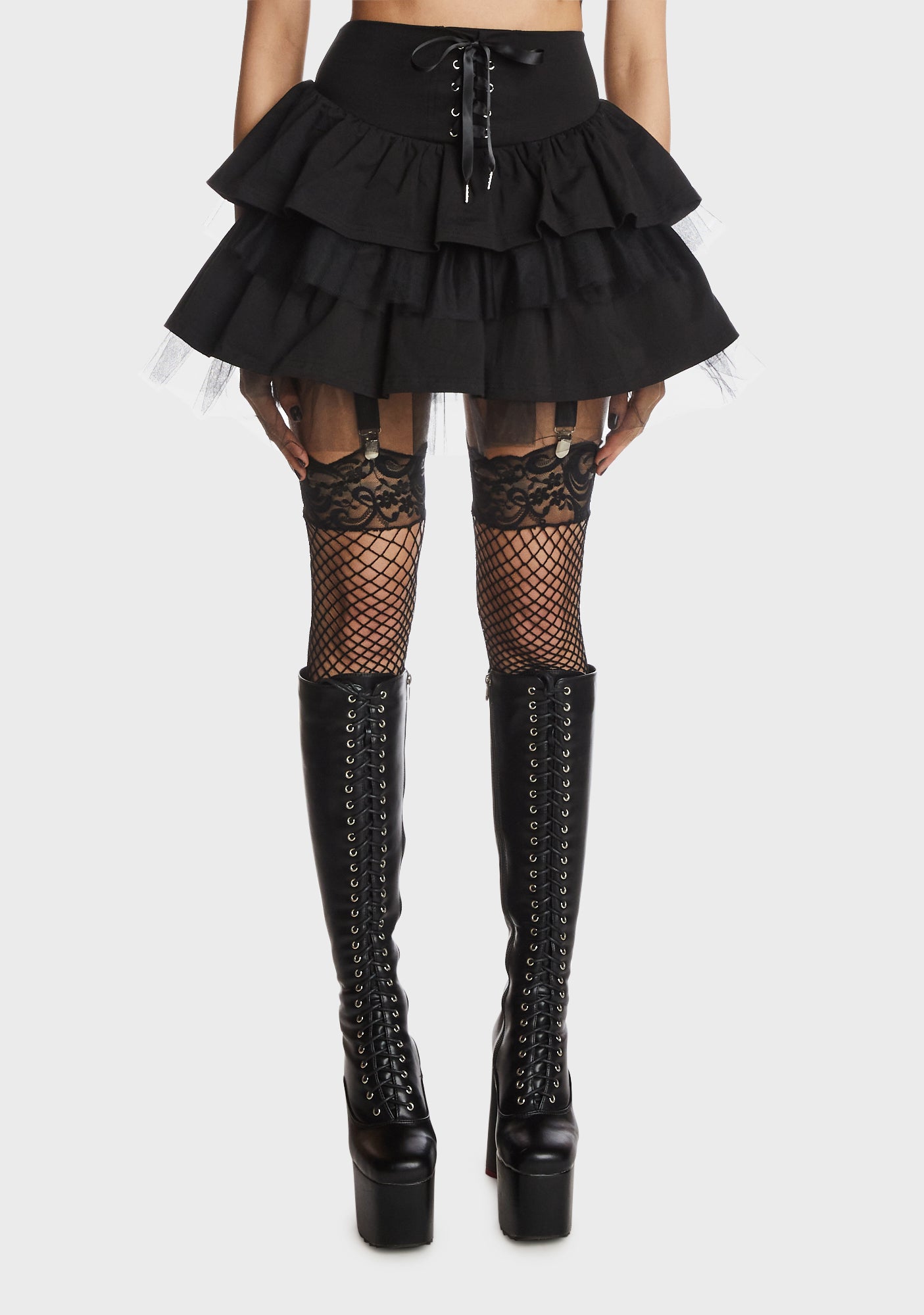 Widow Black Lace Trim Tiered Mini Skirt – Dolls Kill
