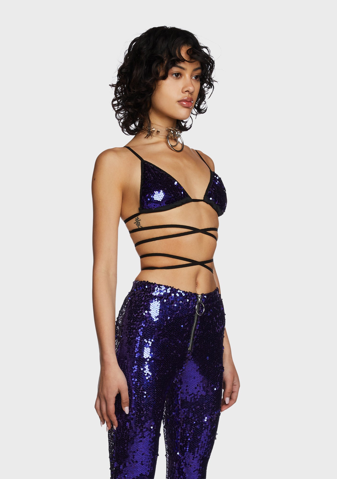 Club Exx Purple Sequin Wrap Bra Top – Dolls Kill