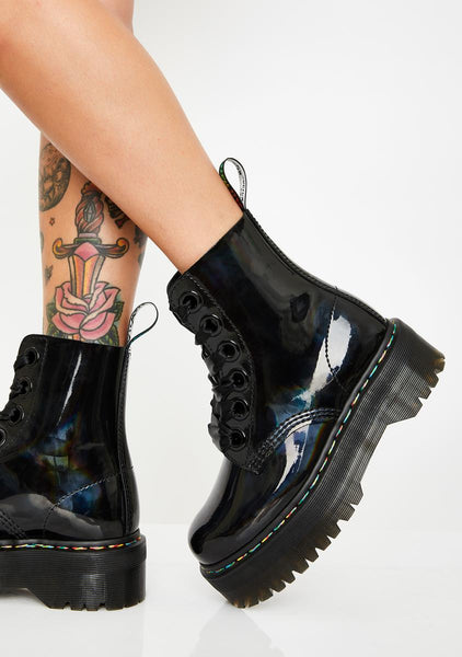 Molly Rainbow Patent Boots - Dr. Martens