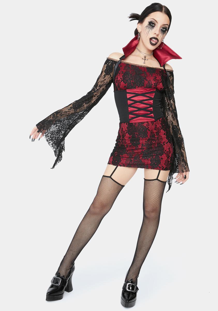 Halloween Sexy Gothic Vampire Costume - Black Red – Dolls Kill