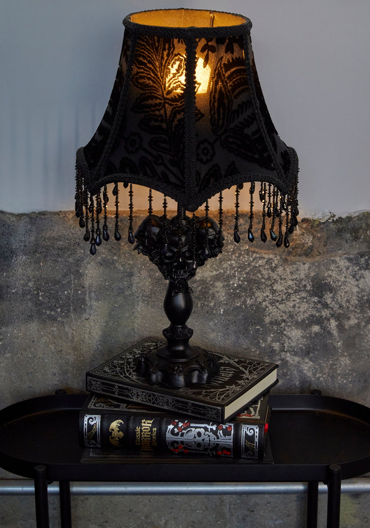Dolls Home Victorian Lace Bead Table Lamp - Black – Dolls Kill