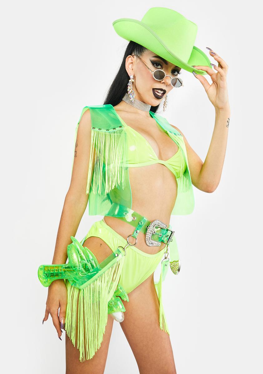 Trickz N Treatz Sexy Cyber Cowgirl Accessories Set - Neon Green – Dolls Kill