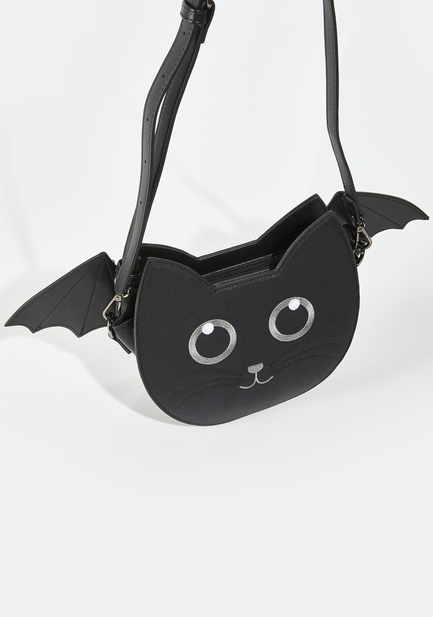 Lost Queen Women's Purse Handbag Shoulder Bag | Gothic Dark Goth Victorian (Black Cats Lunar Sisters)