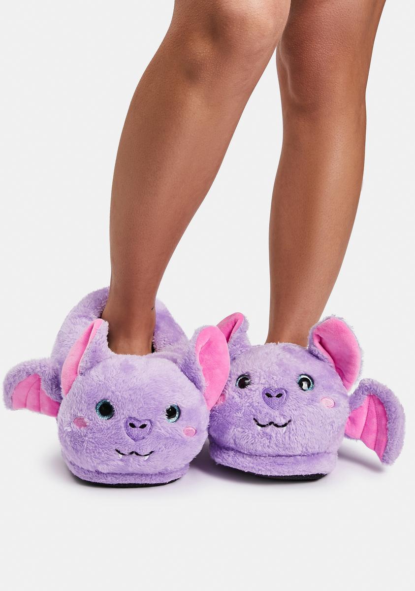 Faux Fur Bat Slippers - Pastel Purple – Dolls Kill