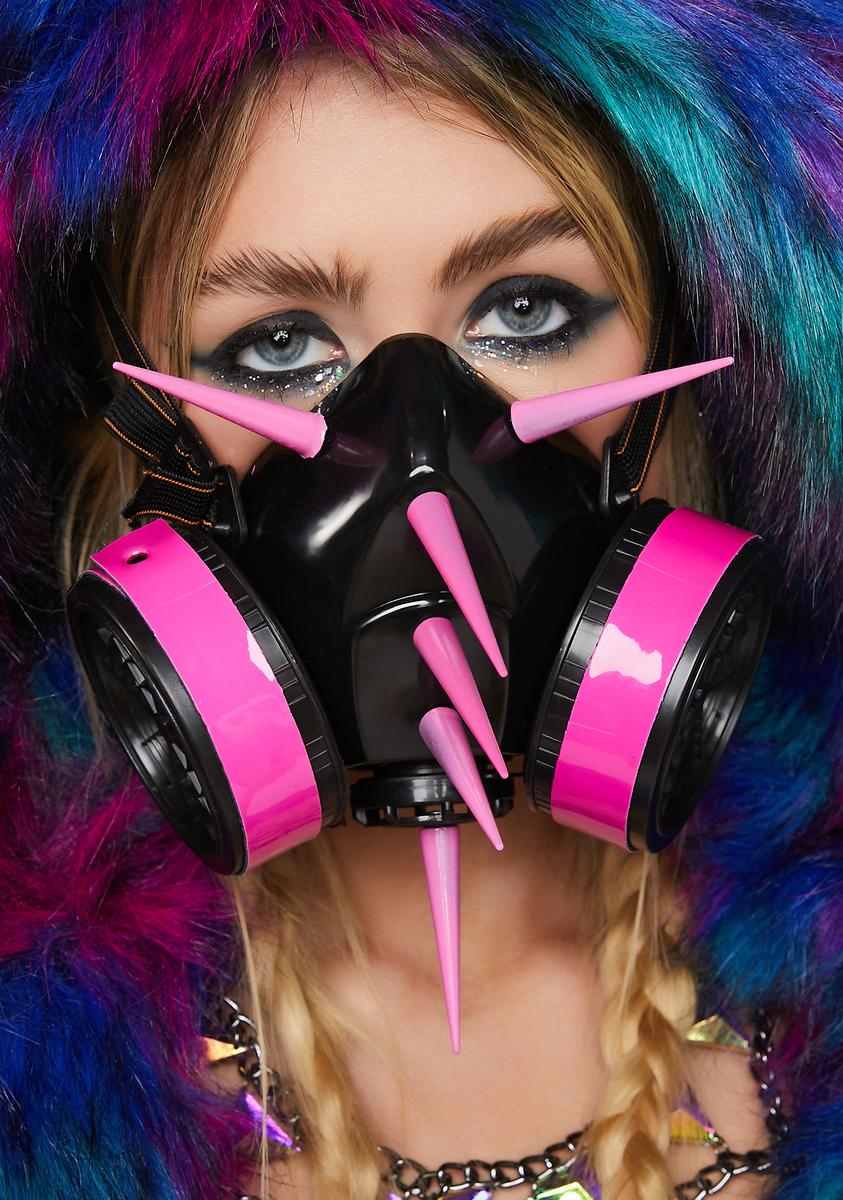Funk Plus Gas Mask With Long Pink Spikes - Black – Dolls Kill