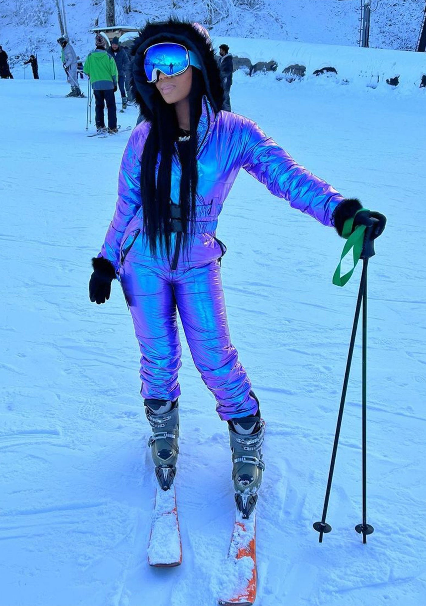 Club Exx Iridescent Snow Suit With Hoodie - Metallic – Dolls Kill