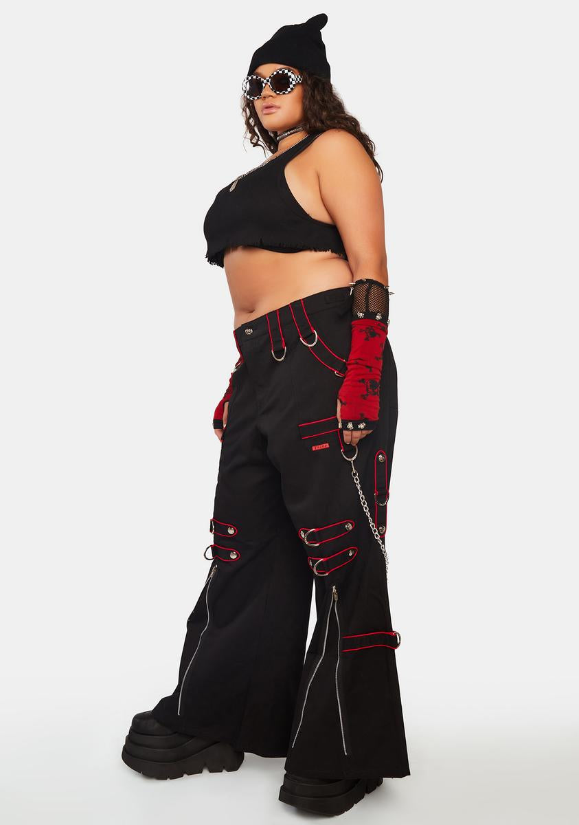 Plus Size Tripp NYC Contrast Colored Strappy Pants - Black/Red – Dolls Kill