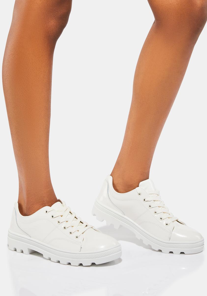 Skechers Roadies Patent Leather Sneakers - White – Dolls Kill