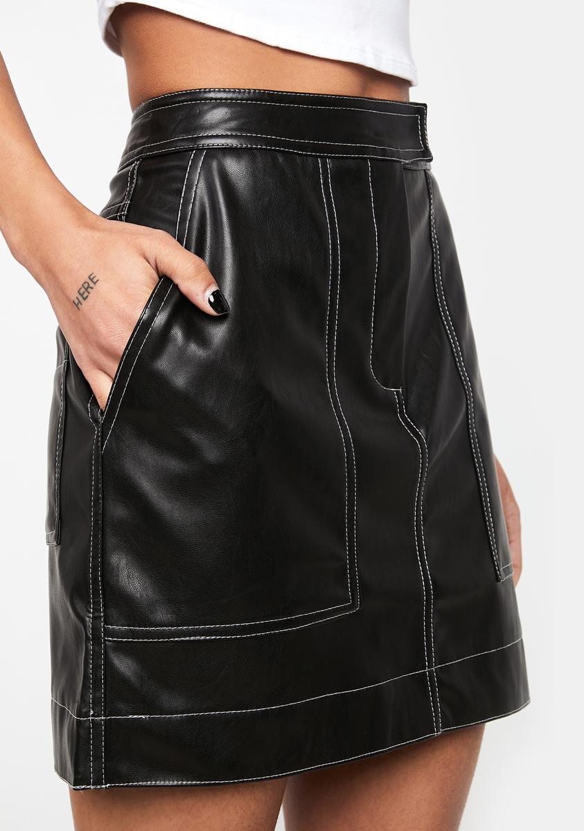 Pretty Garbage Vegan Leather High Waist Stitched Mini Skirt – Dolls Kill