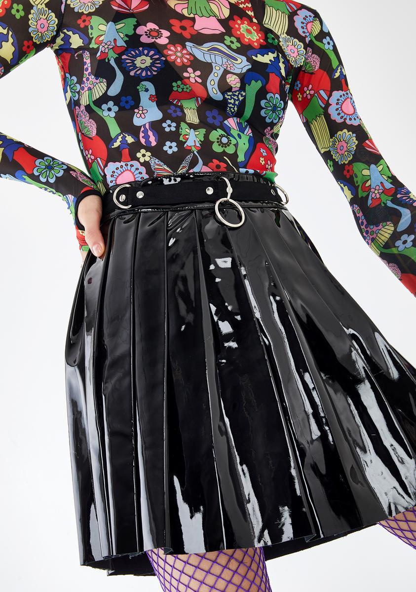 Current Mood PVC Vinyl Pleated Mini Schoolgirl Skirt – Dolls Kill