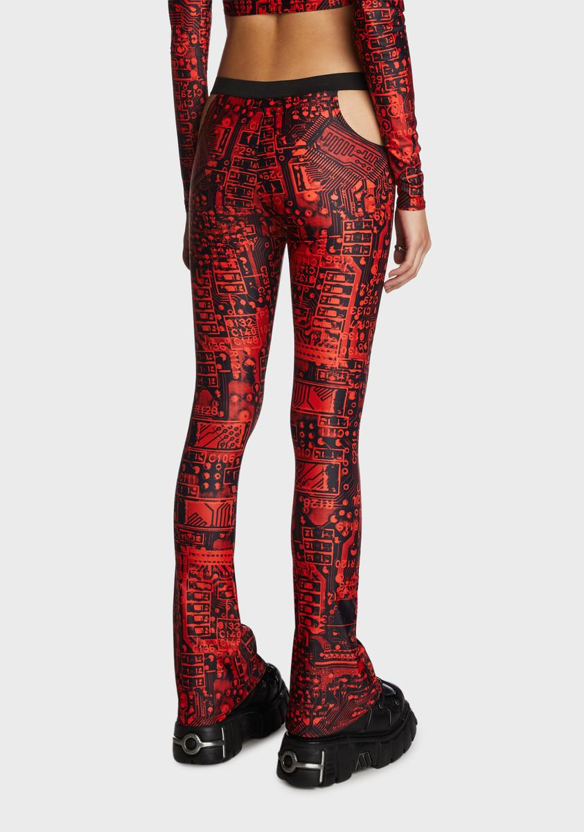 Ivy Berlin Graphic Print Cut Out Leggings - Red – Dolls Kill