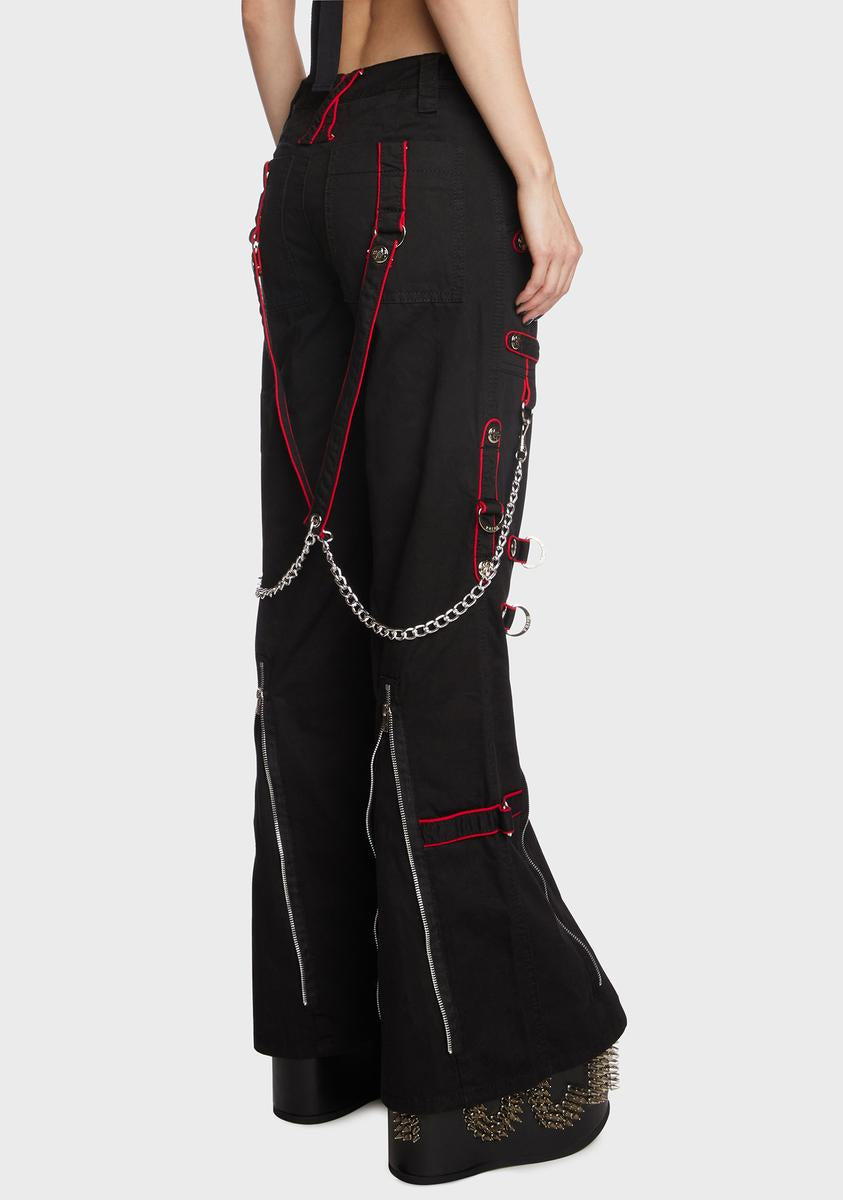 Tripp NYC Contrast Colored Strappy Pants - Black/Red – Dolls Kill