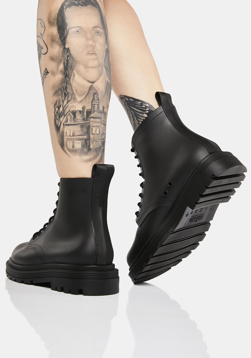 Melissa PVC Platform Combat Boots - Black – Dolls Kill