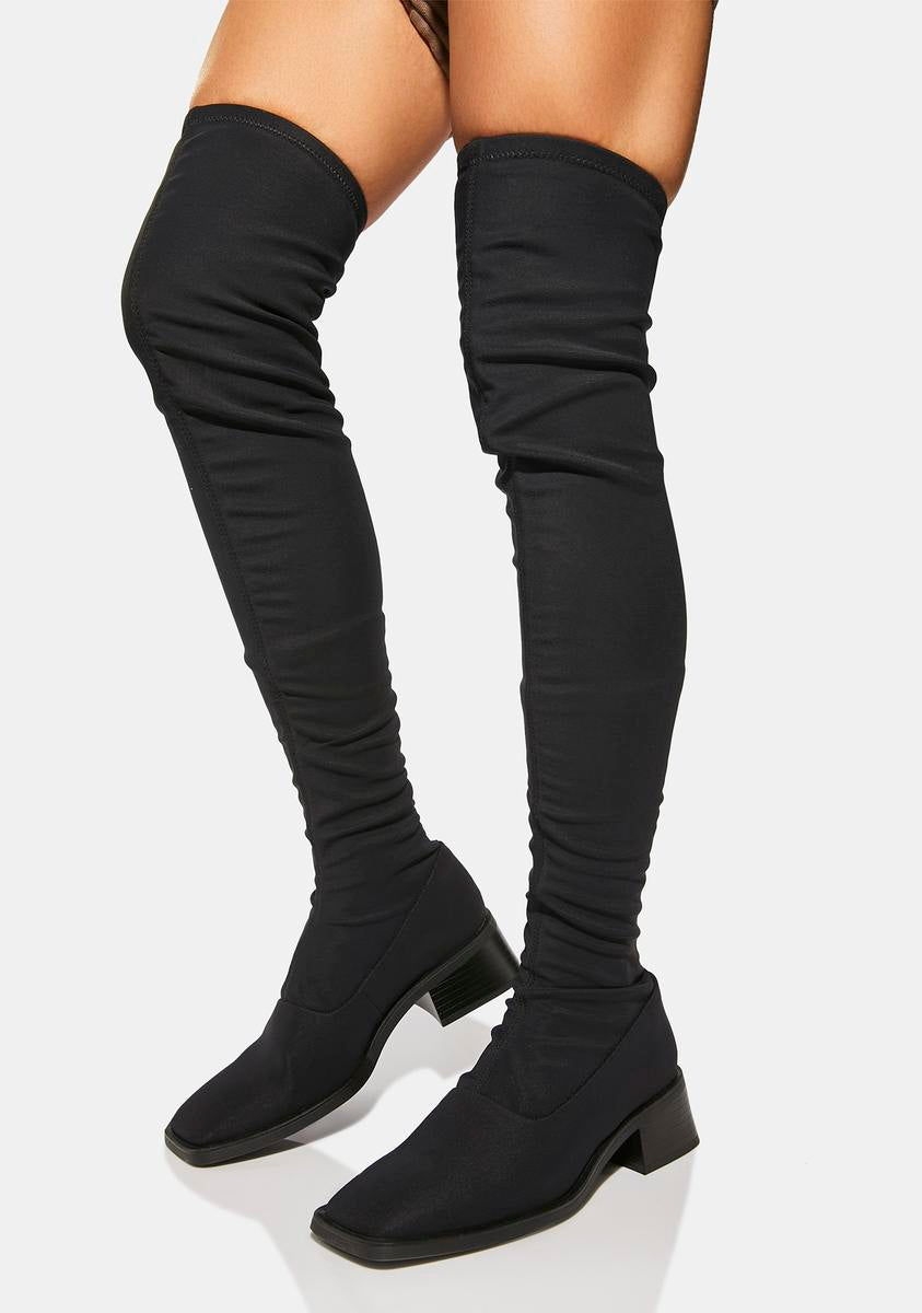 Vagabond Shoemakers Over The Knee Stretch Sock Boots - Black – Dolls Kill