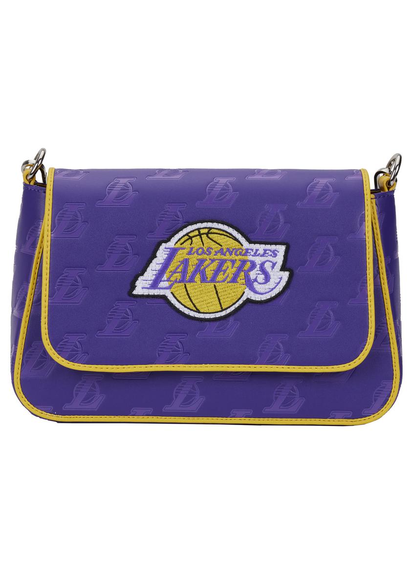 Loungefly Vegan Leather LA Lakers Logo Crossbody Bag - Purple/Yellow –  Dolls Kill