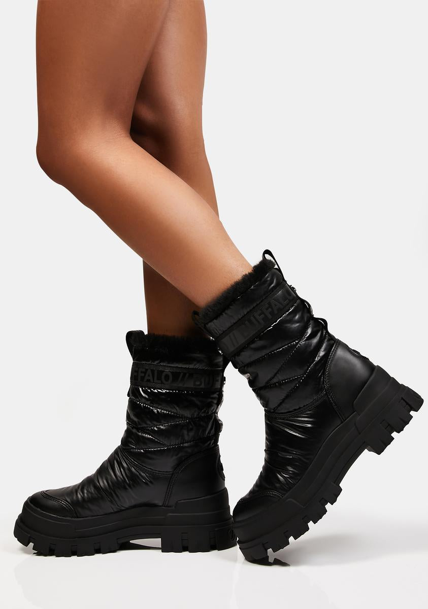 Buffalo Quilted Combat Boots - Black – Dolls Kill
