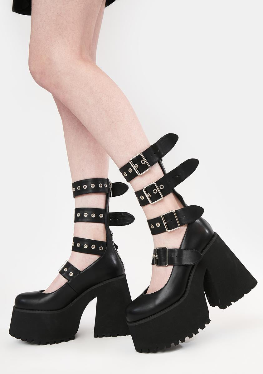 The Grave Girls Strappy Platform Mary Janes - Black – Dolls Kill