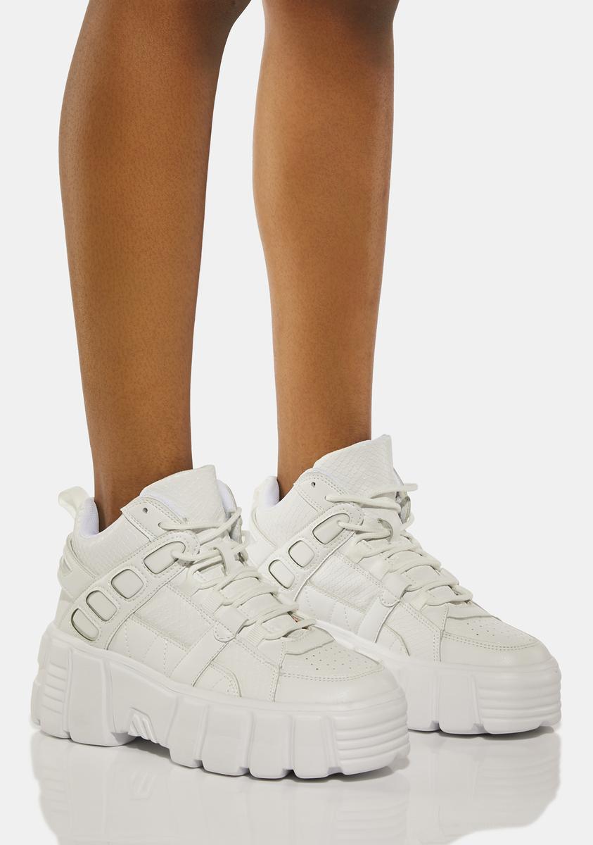 Vegan Leather Chunky Platform Sneakers - White – Dolls Kill